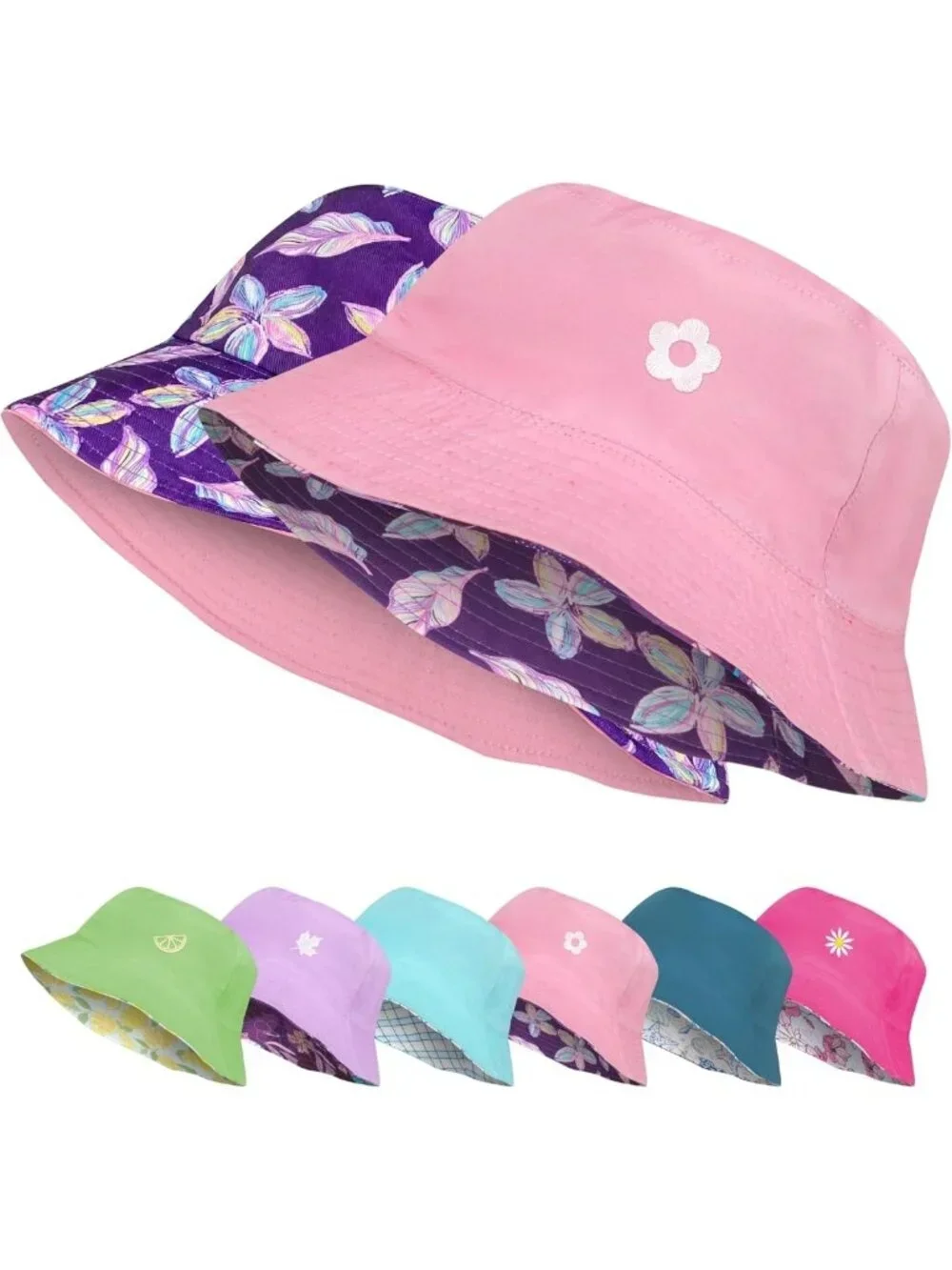 Kids Double-Sided Sun Hat | Wide Brim Bucket Hat for Boys & Girls | Summer